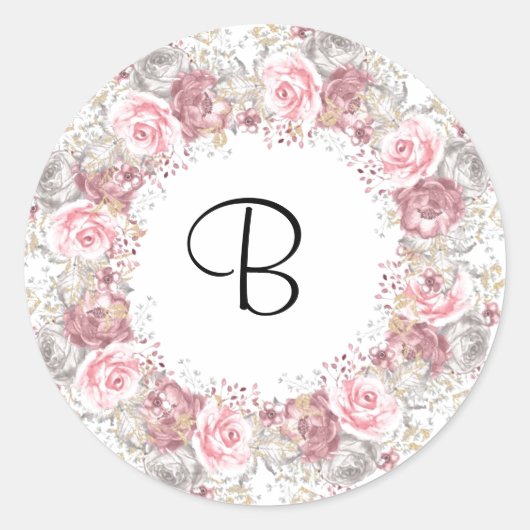 Sticker Rond Monogramme rose (Devant)