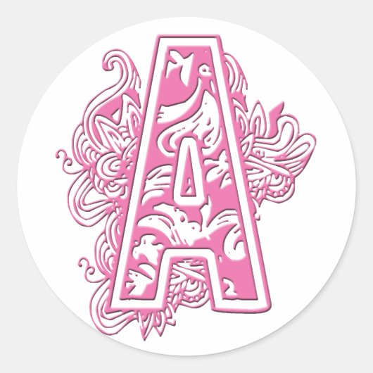 STICKER ROND MONOGRAMME ROSE A (Devant)