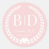 Sticker Rond Monogramme Rose Antique Simple Moderne (Devant)