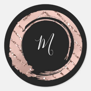 Sticker Rond Monogramme Rose Blush Frame Boutique Black VIP