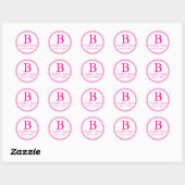 Sticker Rond Monogramme rose chaud (Feuille)
