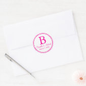 Sticker Rond Monogramme rose chaud (Enveloppe)