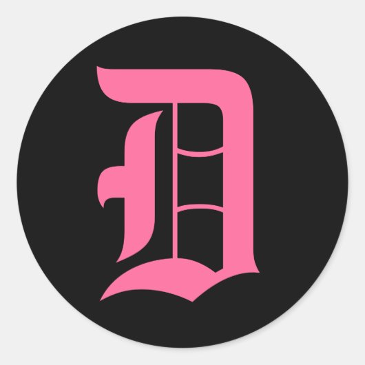 Sticker Rond Monogramme rose D (Devant)