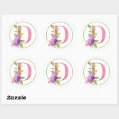STICKER ROND MONOGRAMME ROSE D AUX FLEURS D'ÉTÉ (Feuille)