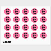 Sticker Rond Monogramme rose E (Feuille)