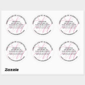 Sticker Rond Monogramme rose Élégant certificat d'authenticité (Feuille)