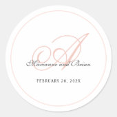 Sticker Rond Monogramme rose et blanc (Devant)