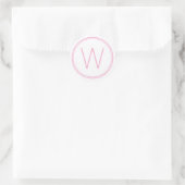 Sticker Rond Monogramme rose et blanc simple (Sac)