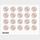 Sticker Rond monogramme rose et brun (Feuille)
