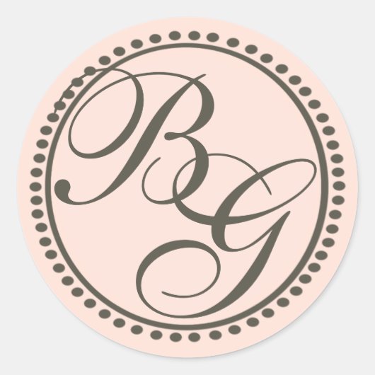 Sticker Rond monogramme rose et brun (Devant)