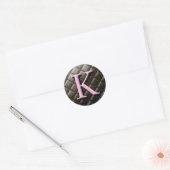 Sticker Rond Monogramme rose Et Chocolat K Mariage Favoriser Le (Enveloppe)