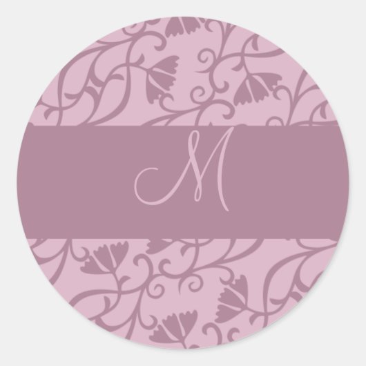 Sticker Rond Monogramme rose et mauve (Devant)