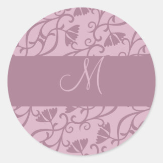 Sticker Rond Monogramme rose et mauve