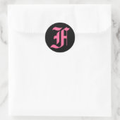 Sticker Rond Monogramme rose F (Sac)