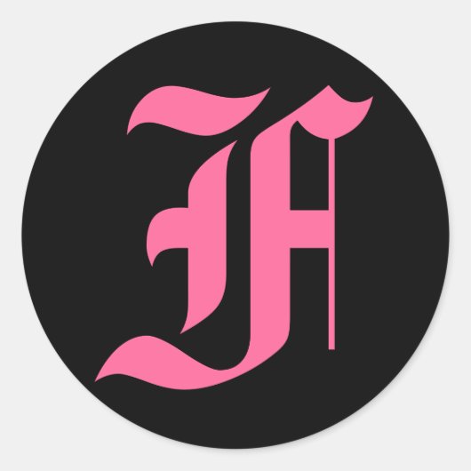 Sticker Rond Monogramme rose F (Devant)