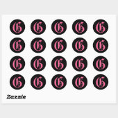 Sticker Rond Monogramme rose G (Feuille)