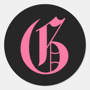 Sticker Rond Monogramme rose G