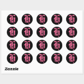 Sticker Rond Monogramme rose H (Feuille)