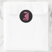 Sticker Rond Monogramme rose J (Sac)