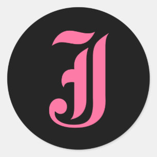 Sticker Rond Monogramme rose J