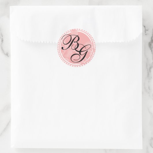 Sticker Rond monogramme rose Paisley (Sac)