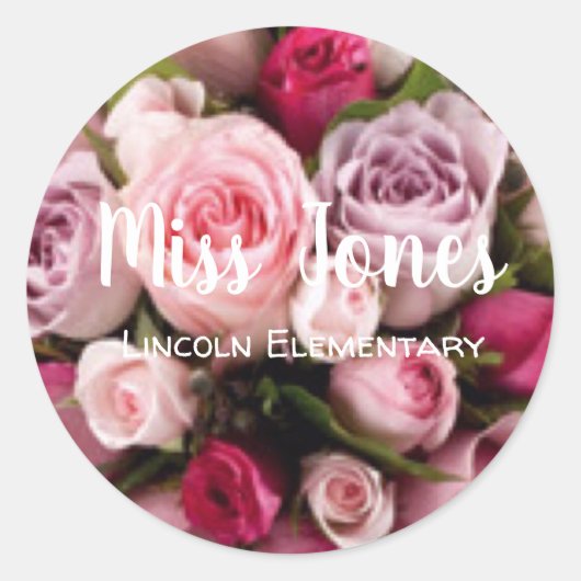 Sticker Rond Monogramme Rose tendance Conception de l'enseignan (Devant)