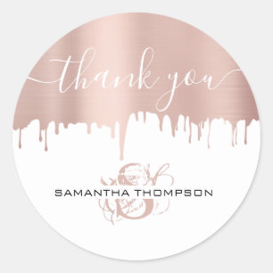 Sticker Rond Monogramme Rose tendance Pink Gold