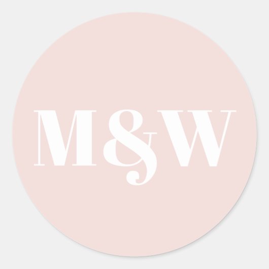 Sticker Rond monogramme rose vif mariage initiales personnalisé (Devant)