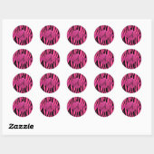 Sticker Rond monogramme rose zèbre rayures (Feuille)