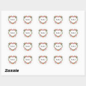 Sticker Rond Monogramme Roses romantiques Floral Heart Wedding  (Feuille)