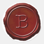 Sticker Rond Monogramme rouge cire B initial (Devant)