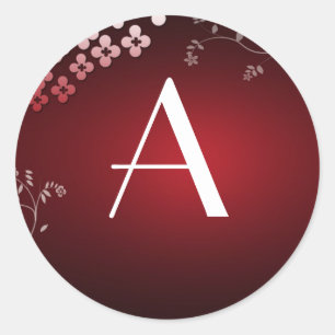 Sticker Rond Monogramme rouge foncé