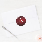 Sticker Rond Monogramme rouge foncé (Enveloppe)
