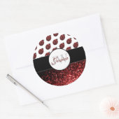 Sticker Rond Monogramme rouge foncé coccinelle faux parties sci (Enveloppe)