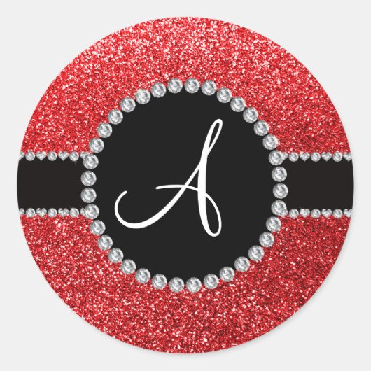 Sticker Rond Monogramme rouge parties scintillant diamant cercl (Devant)