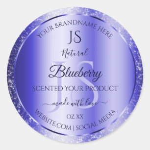 Sticker Rond Monogramme Royal Blue Soft Parties scintillant pro