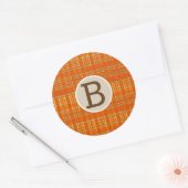 Sticker Rond Monogramme rustique Brown et plaqué orange (Enveloppe)