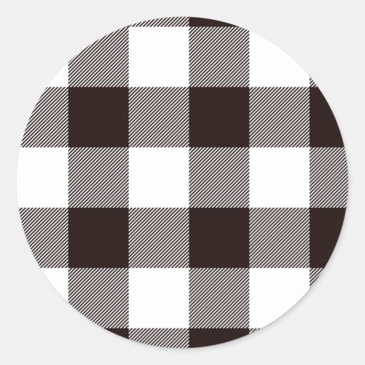 Sticker Rond Monogramme Rustique Chic Plaid Round (Devant)