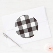 Sticker Rond Monogramme Rustique Chic Plaid Round (Enveloppe)