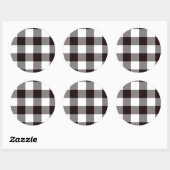 Sticker Rond Monogramme Rustique Chic Plaid Round (Feuille)