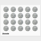 Sticker Rond Monogramme Rustique Gris En Bois (Feuille)