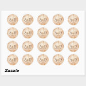 Sticker Rond Monogramme Rustique Mariage Bois Slice Custom (Feuille)