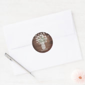 Sticker Rond Monogramme rustique Mason Jar Vase Mariage (Enveloppe)