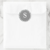 Sticker Rond Monogramme S Gris Gris Designer Mariage Monogramme (Sac)