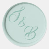 Sticker Rond Monogramme sauge cire verte sceau de mariage stick (Devant)