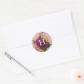 Sticker Rond Monogramme | Sceau d'enveloppe florale blush & Bou (Enveloppe)