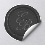Sticker Rond Monogramme Script Black Wax Seal Mariage Favoriser<br><div class="desc">Monogramme Script Black Wax Seal Mariage Favor Stickers.</div>