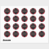 Sticker Rond Monogramme serpent noir et rouge imprimé (Feuille)