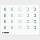 Sticker Rond Monogramme simple de trois lettres vert chasseur (Feuille)