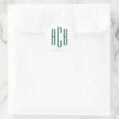 Sticker Rond Monogramme simple de trois lettres vert chasseur (Sac)